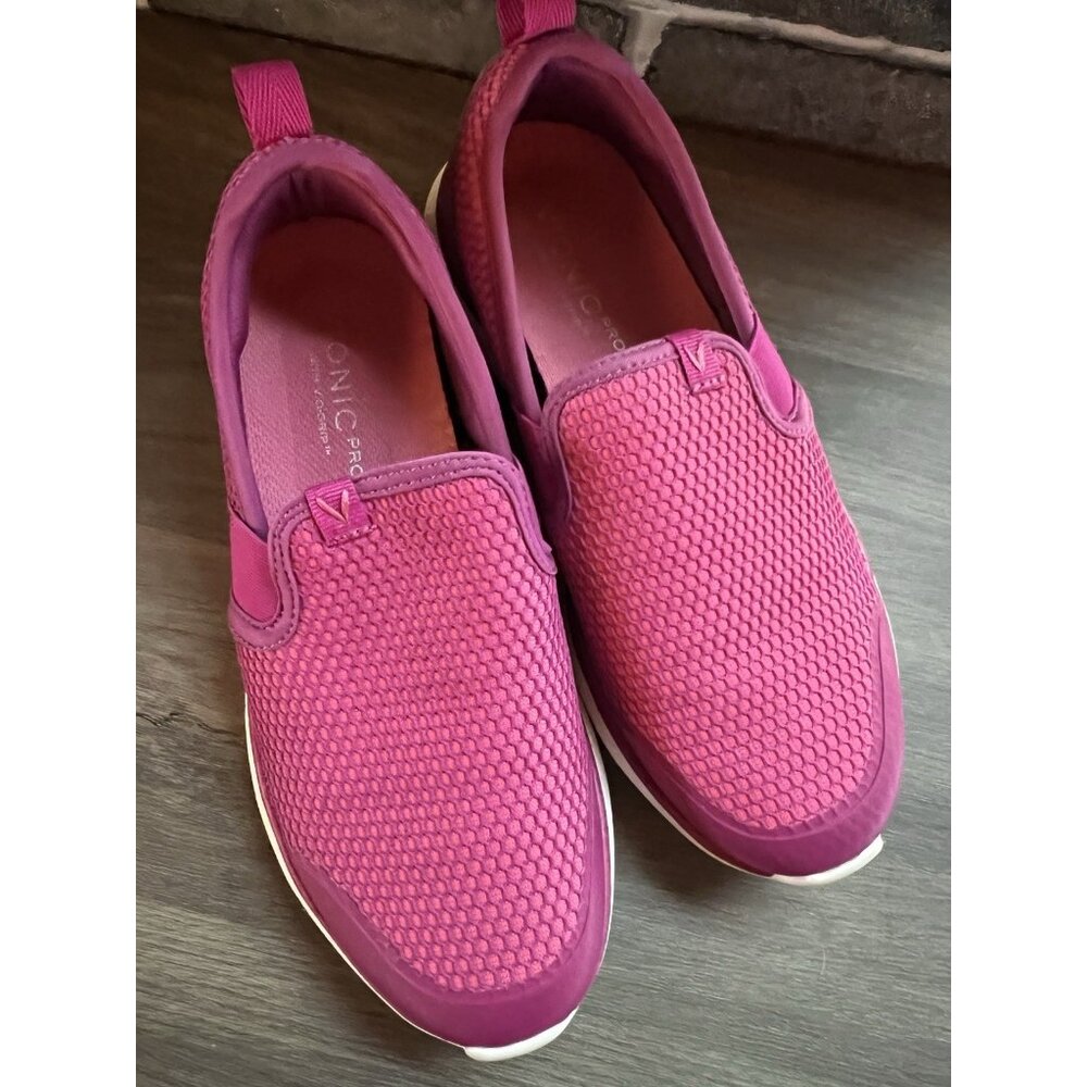 Vionic Pink Mesh Double Gore Slip-On Sneaker Slip Resistant Julianna Size 7